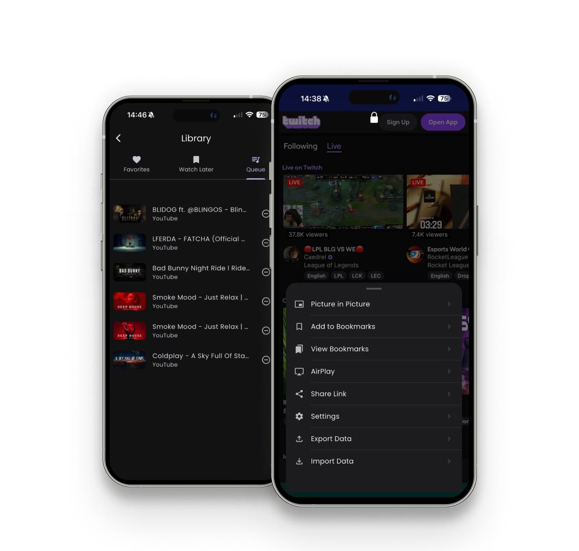 Background audio screenshot